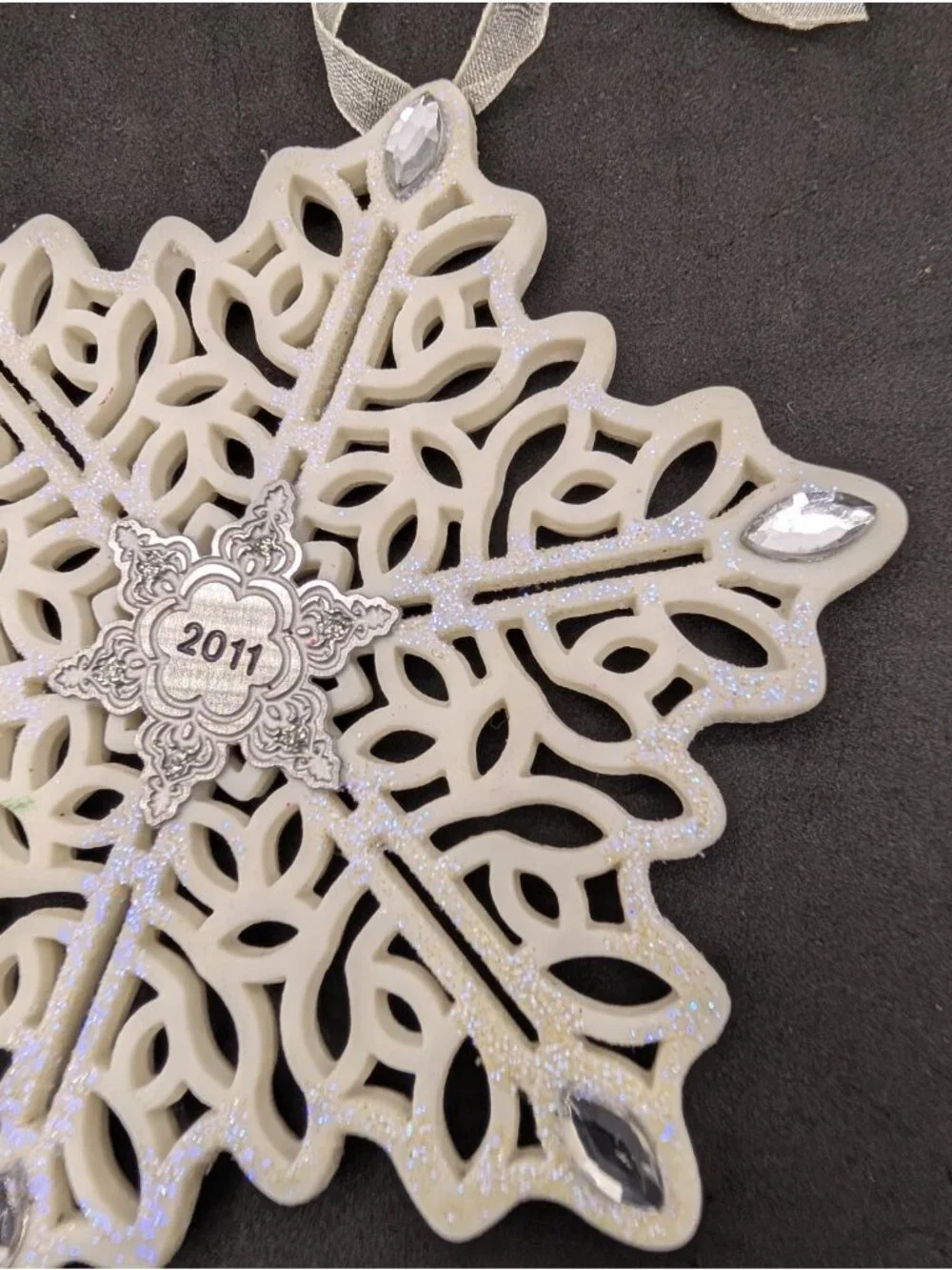 Hallmark Keepsake Ornament 2011 Snowflake Bisque Porcelain Rhinestones